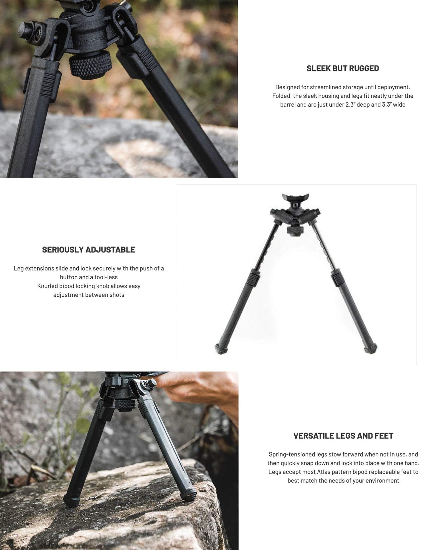 Magpul Rifle Bipod Gun Rest, 1913 Picatinny Rail, Flat Dark Earth