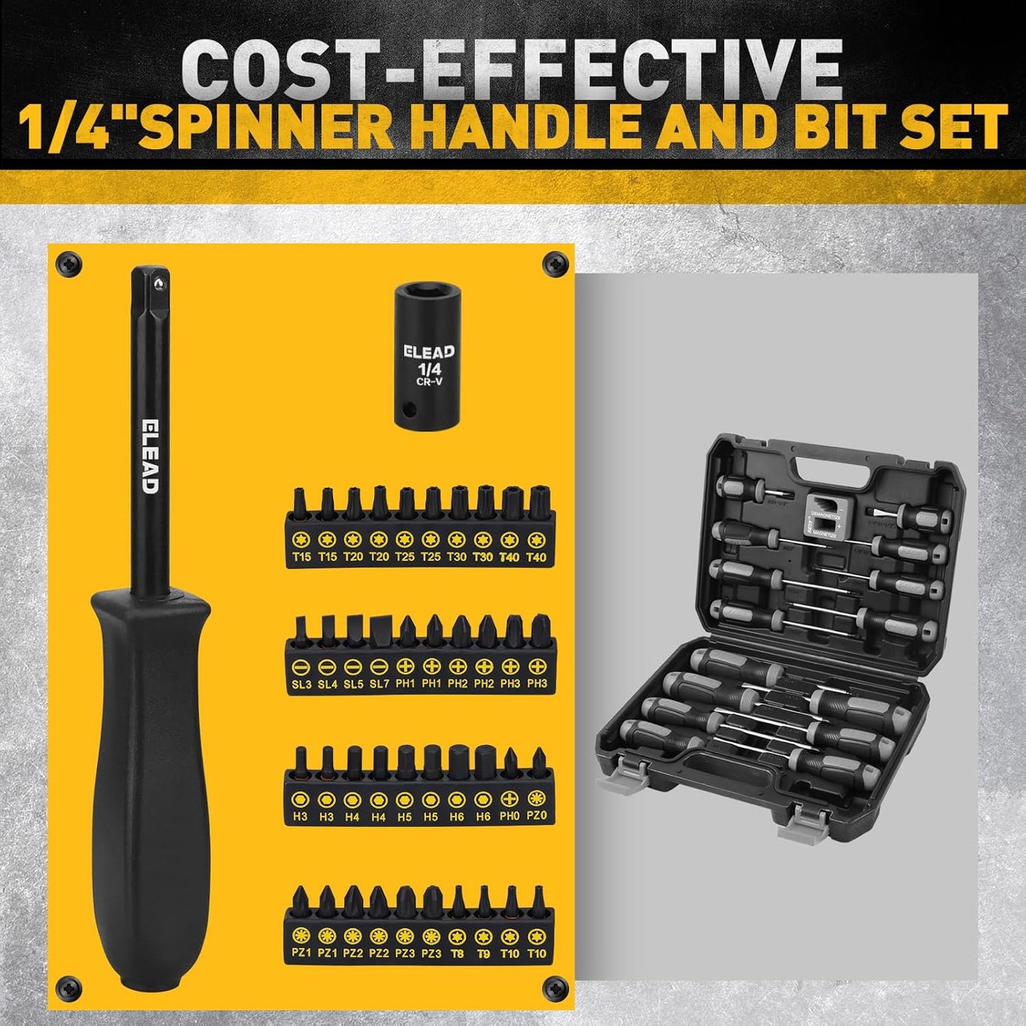 96-Piece ELEAD Impact Socket Set - Deep & Shallow Metric/Standard with Ratchet, Adapters & Extensions