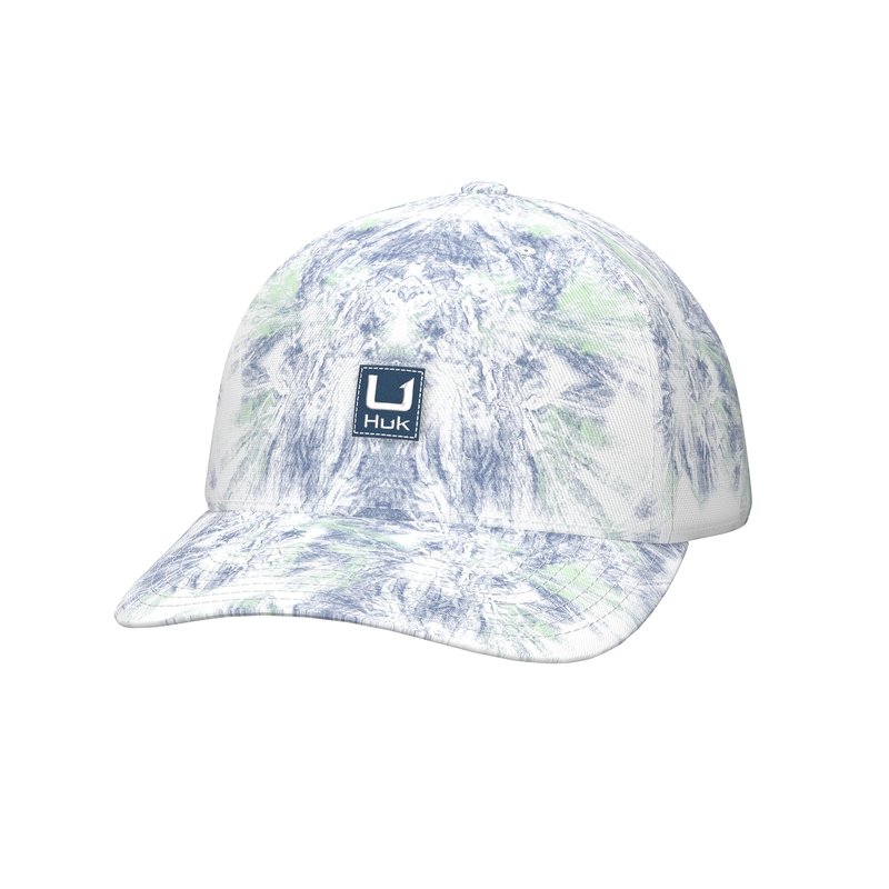 HUK Womens Washed Dad Hat, Low-Profile, Adjustable Ladies Fishing Hat, Aqua Dye - White, One Size