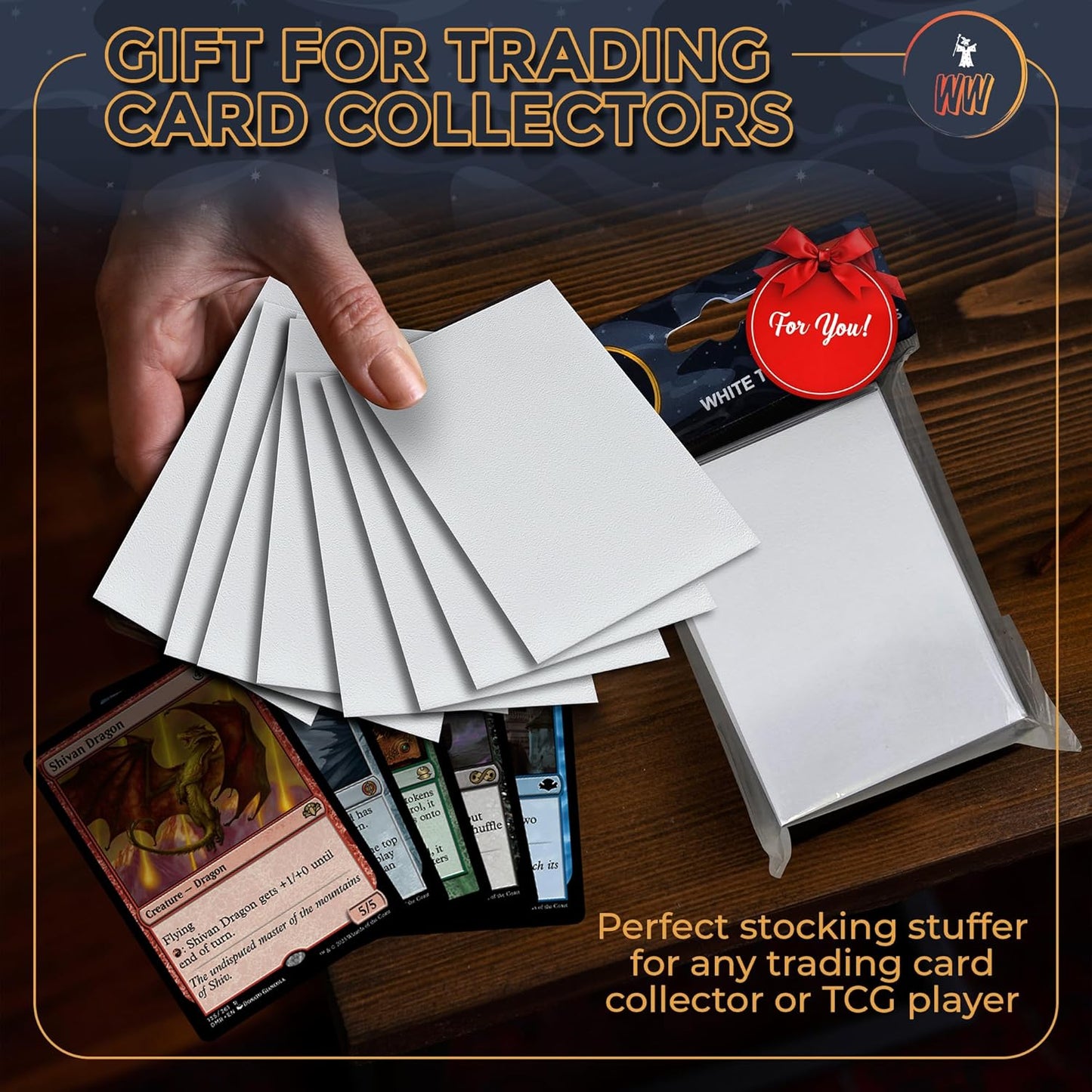 MTG Card Sleeves - White Matt Textured for Smooth Shuffling | 100 Micron Thickness, 66mm x 90mm