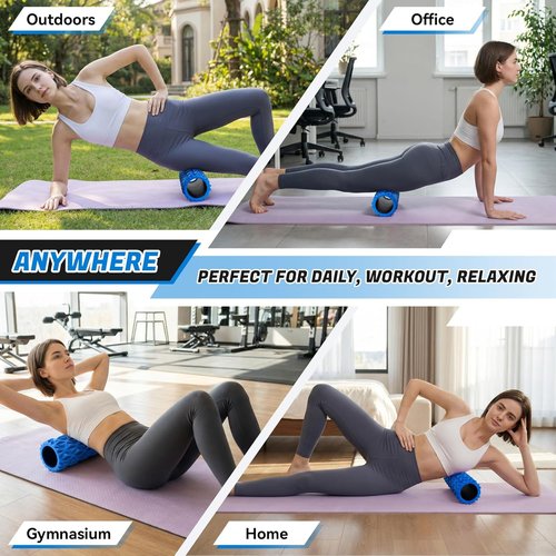 Foam Roller - High Density Deep Tissue Massager for Muscle Relief | 15-Inch Blue Patented Design