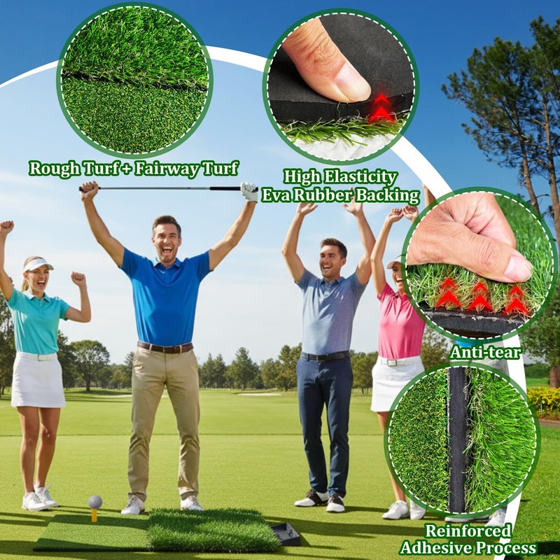 Golf Hitting Mat,Golf Mat for Practice Indoor/Outdoor, High-Elasticity Artificial Turf Mat, Portable Golf Swing Training Mat for Garage Simulator Chipping Driving Training(16"*23"-10MM)