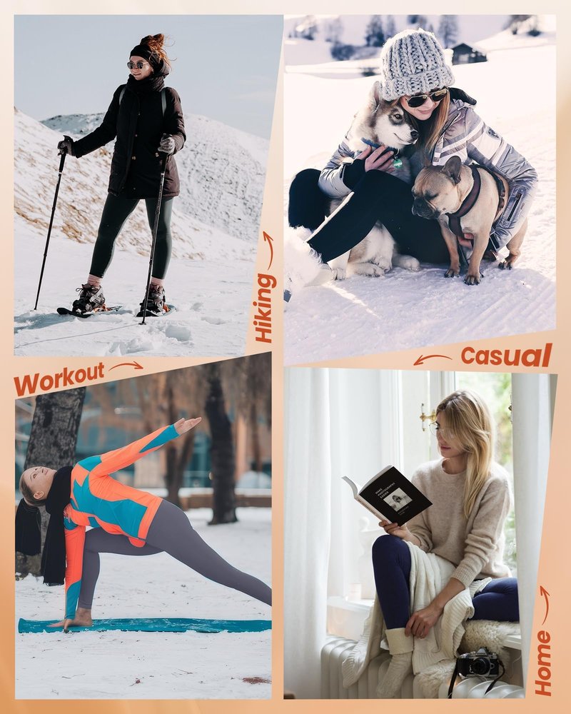 NexiEpoch Fleece Lined Leggings Women with Pockets - Water Resistant Winter Thermal High Waisted Running Hiking Yoga Pants