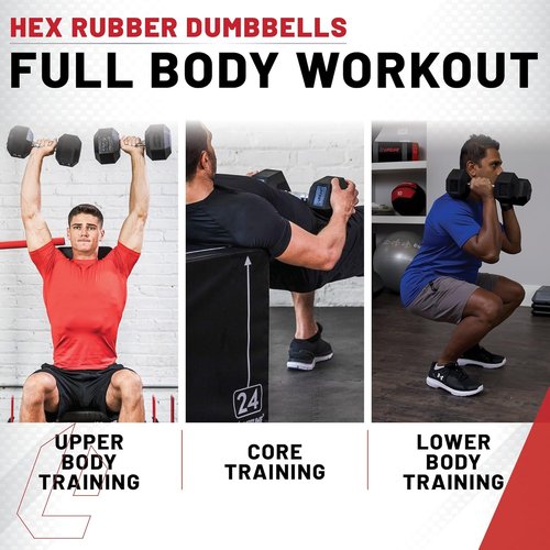 Lifeline Fitness Hex Dumbbells - Premium Rubber Wrapped Design | Ergonomic Knurled Handle for Home Gym