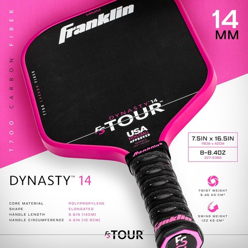 Franklin Sports Pro Pickleball Paddles - Tour Series Raw Carbon Fiber T700 - USA Approved | Unibody Design - Gray, Blue & Pink