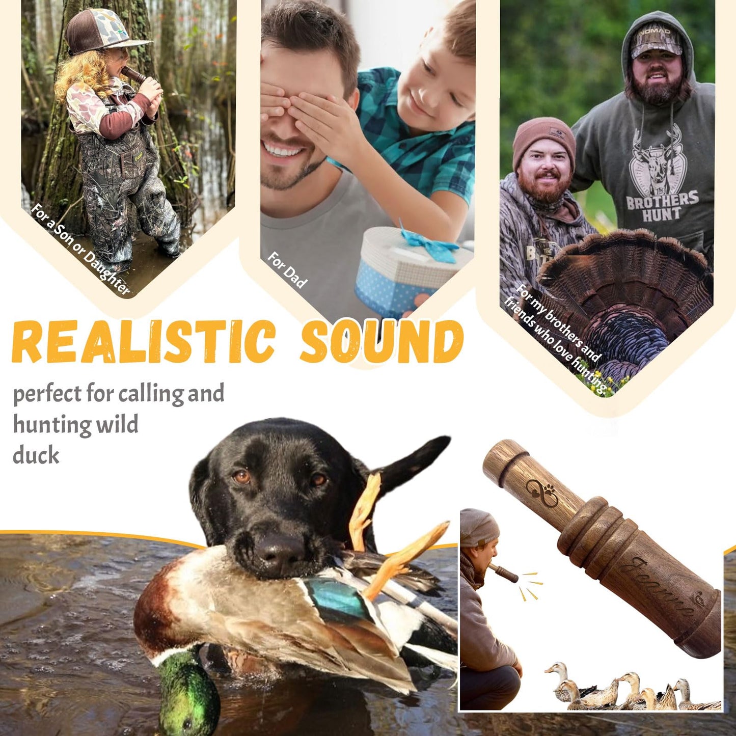 RSQGT Personalized Duck Call for Hunters, Custom Name Icon, 6-in-1 Whistle
