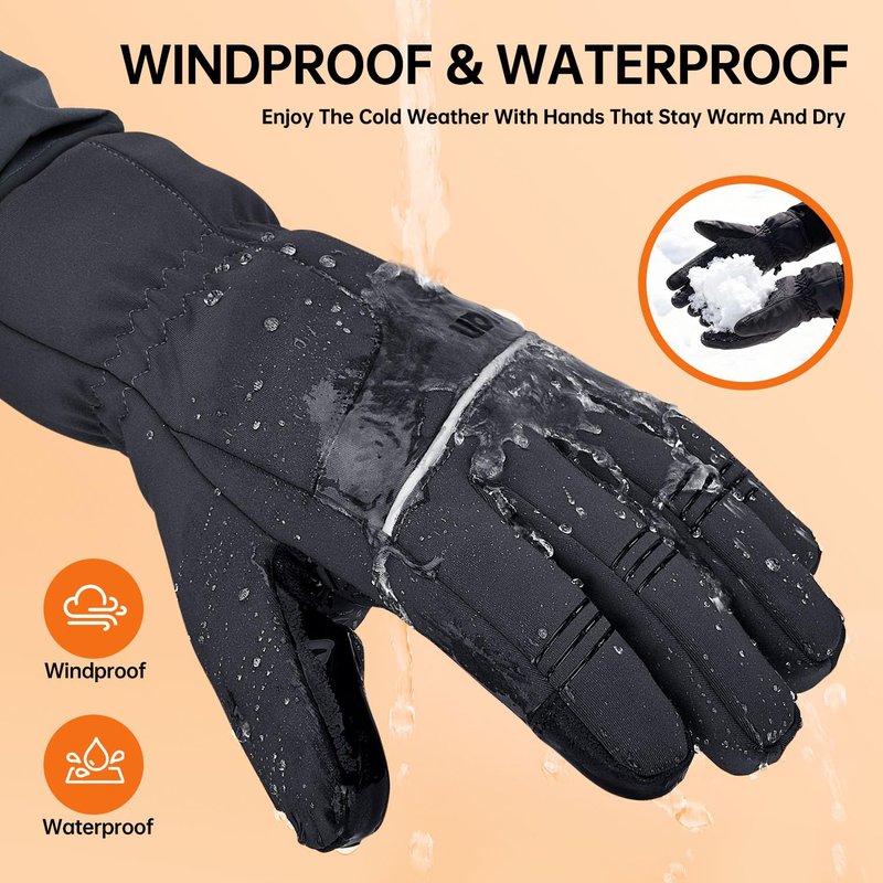 ihuan Winter Waterproof Skiing Gloves for Men & Women, Cold Weather Thermal Gloves with Touchscreen Fingers, Windproof, Snowboarding, Running, Cycling, Driving, Hiking, Motorcycling