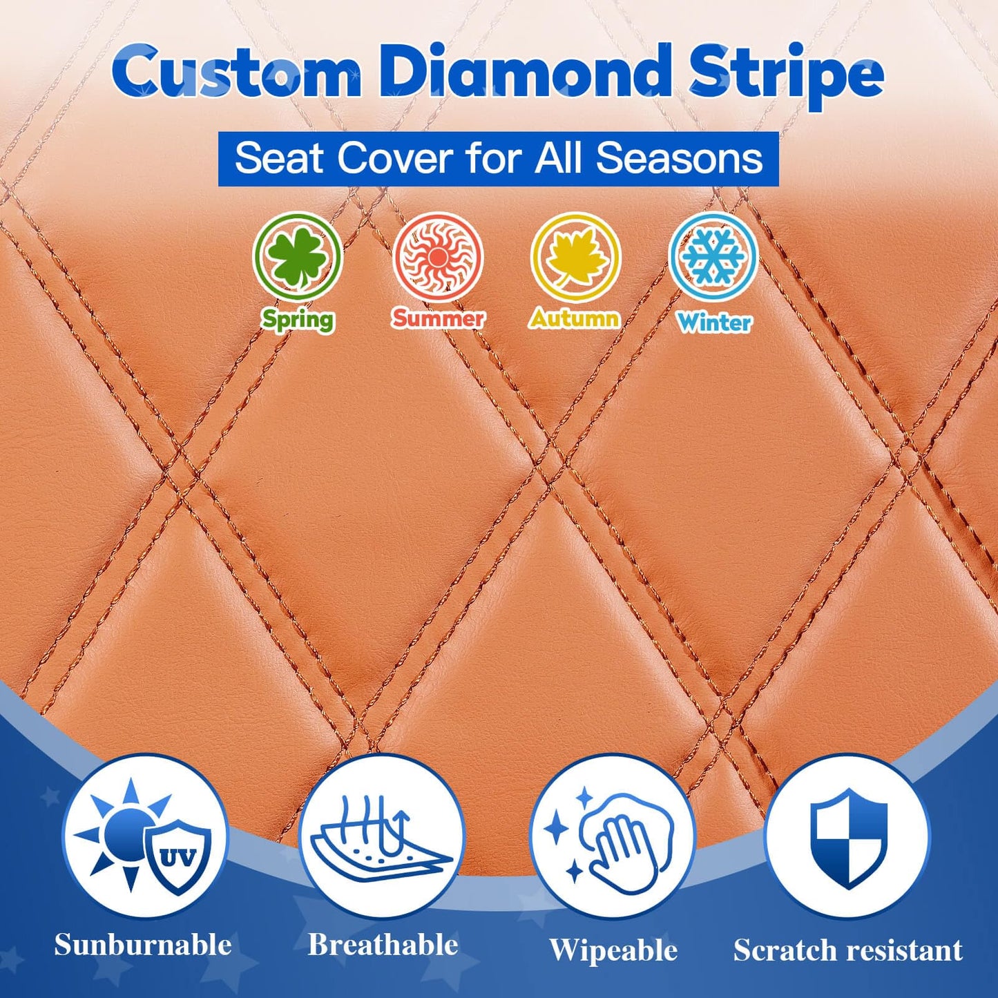 NOKINS Golf Cart Seat Covers Fit EZGO TXT RXV Freedom Liberty Express Premium Front Seat Cushion, Golf Cart Accessories Replacement Premium Front Seat Covers, No Stapler (All Brown)