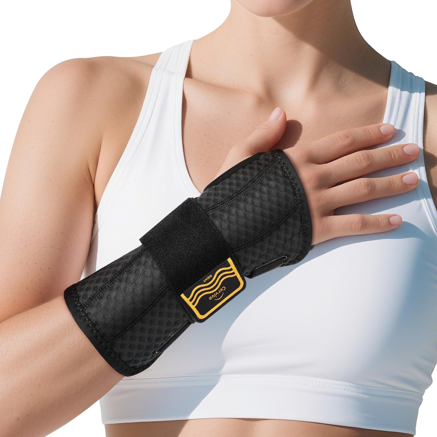 Cerviva Carpal Tunnel Wrist Brace Night Support for Women Men, Pain Relief Metal Wrist Splint for Tendonitis, Arthritis, Sprain, Fit Left or Right Hand for Work, Rigid Hand Brace for Sleeping, Black