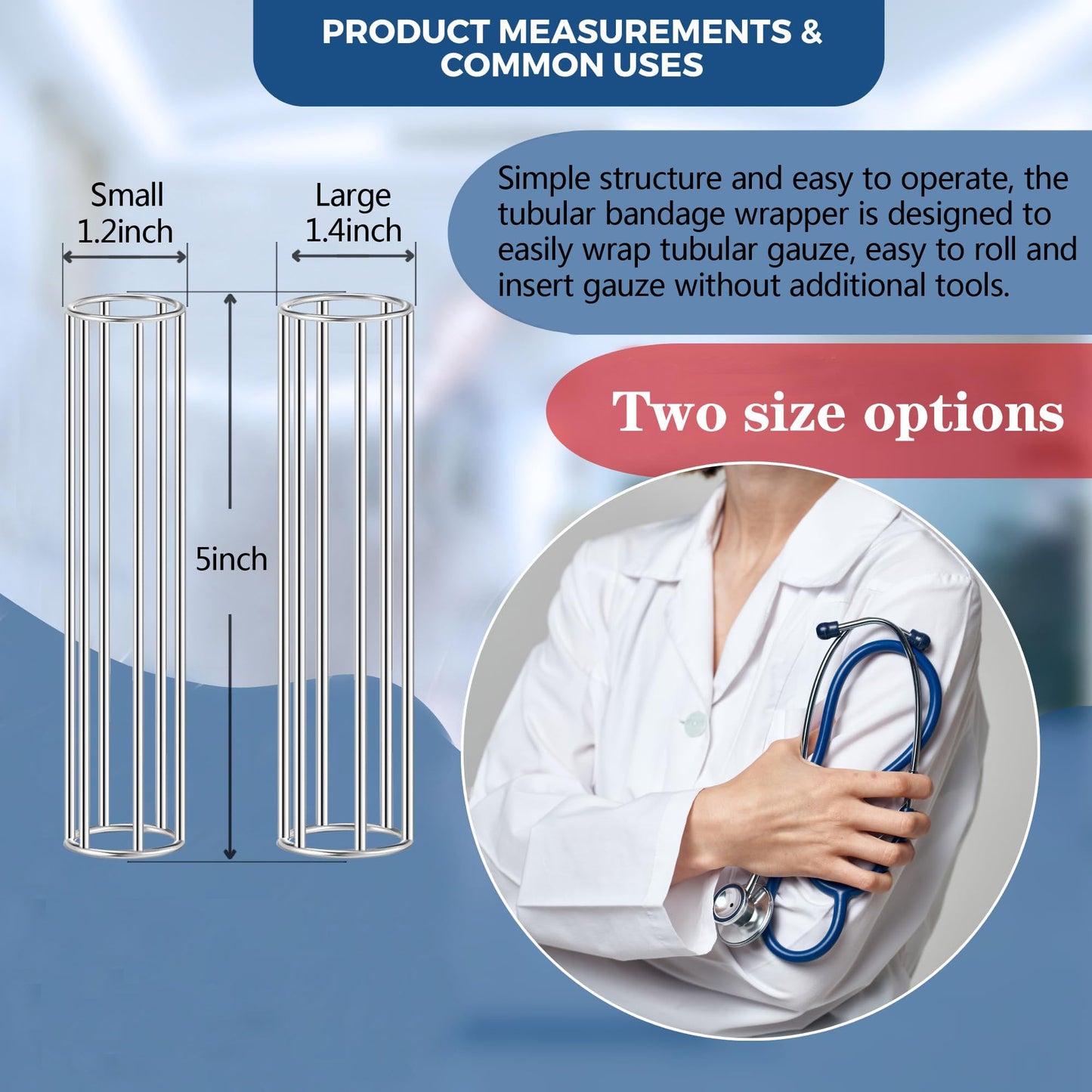 Alaisee 2 Pcs Metal Cage Applicator Tubular Gauze Metal Applicator Cage Tube Gauze Bandage Tubular for Homes Offices (Small X 2 Pcs)
