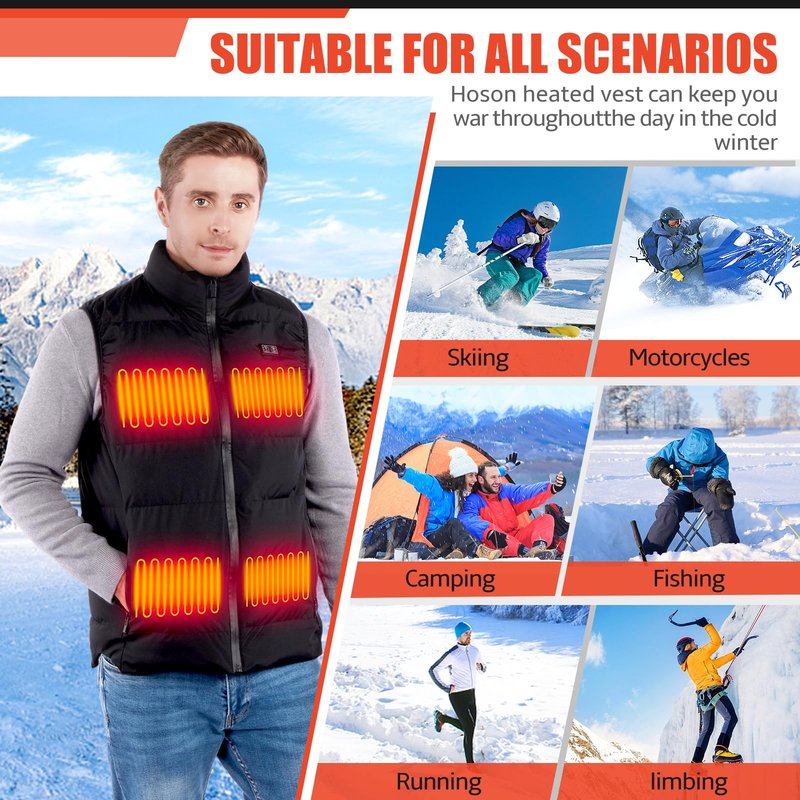Moeput Heated Vest for Men Women, Lightweight Heated Jacket Electric Heated Vest with Battery Pack Included 16000mAh(L)