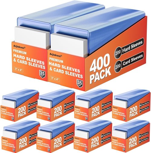 Arjiekwei 2000 Card Sleeves - Premium Hard Plastic Protectors for Trading Sports Cards | 3"x4" Size