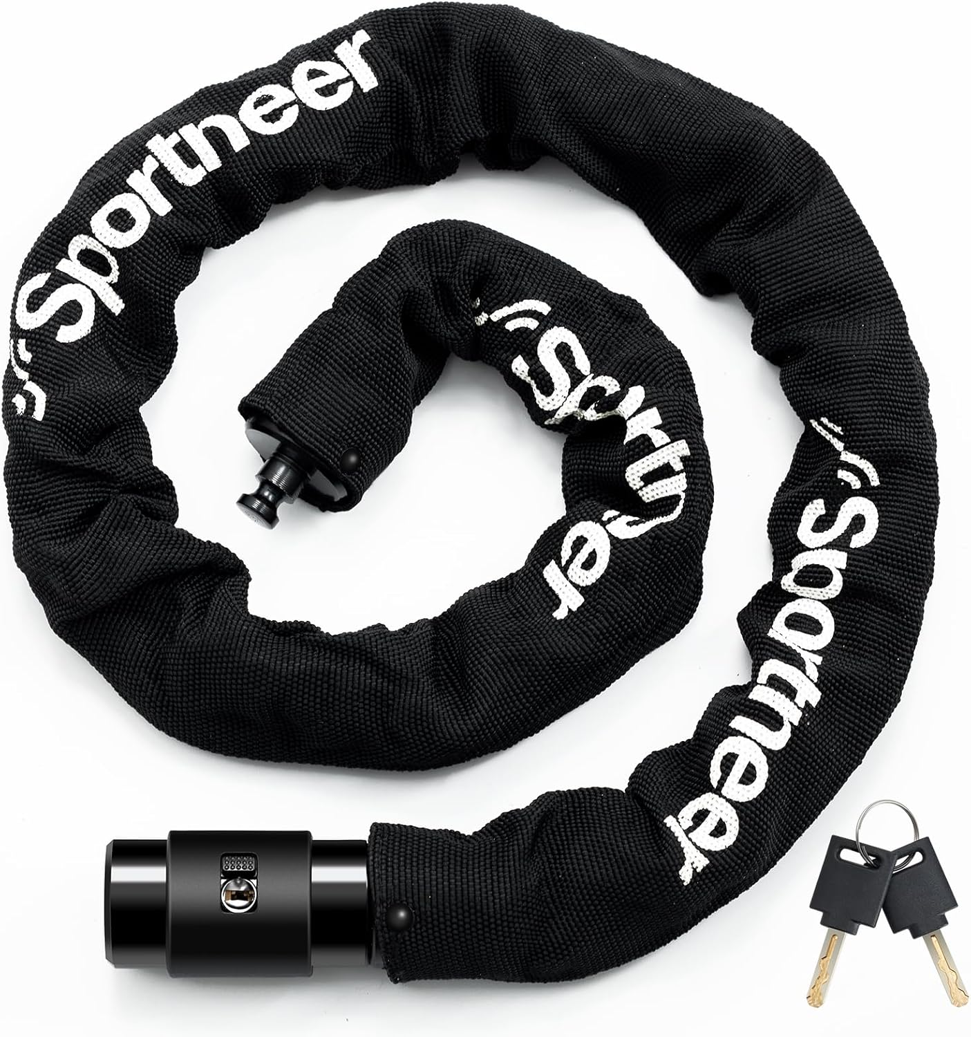Sportneer Bike Lock - High Security 8mm Thick Anti-Theft Chain Lock | 3.2/4ft Heavy Duty with 2 Keys