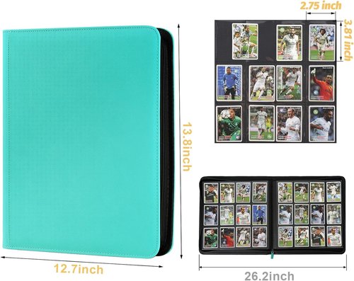 GERMUN Trading Card Binder - Premium 12 Pocket Album for 720 Cards | Double-Sided, Lake Blue