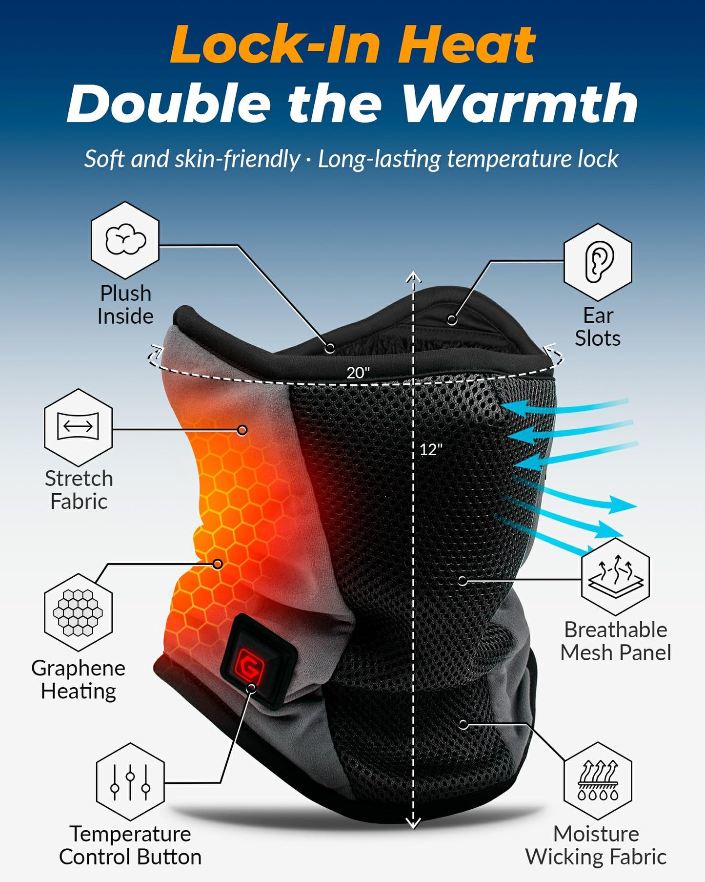Men Women Heated Neck Gaiter Gear for Fishing Hunting Ice Pesca Motorcycle Snowboarding Motocross Motos Climbing Ski Hiking Biking Bicicletas Winter Outdoor Cold Weather Accesorios Camo Accessories