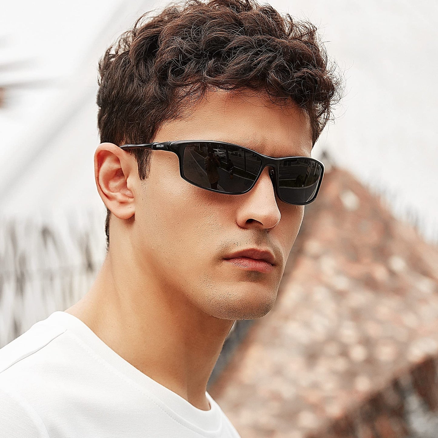BIRCEN Polarized Wrap-Around Sunglasses Men: UV Protection Anti-Glare Lightweight Metal Shades for Men Driving Fishing