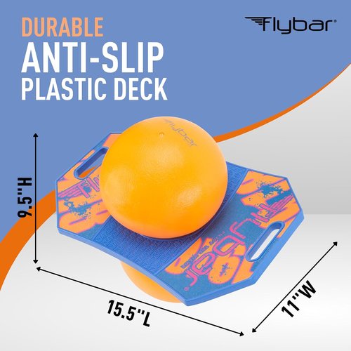 Flybar Pogo Trick Ball for Kids - Anti-Slip Balance Bounce Board with Pump - Indoor & Outdoor Fun for Ages 6+