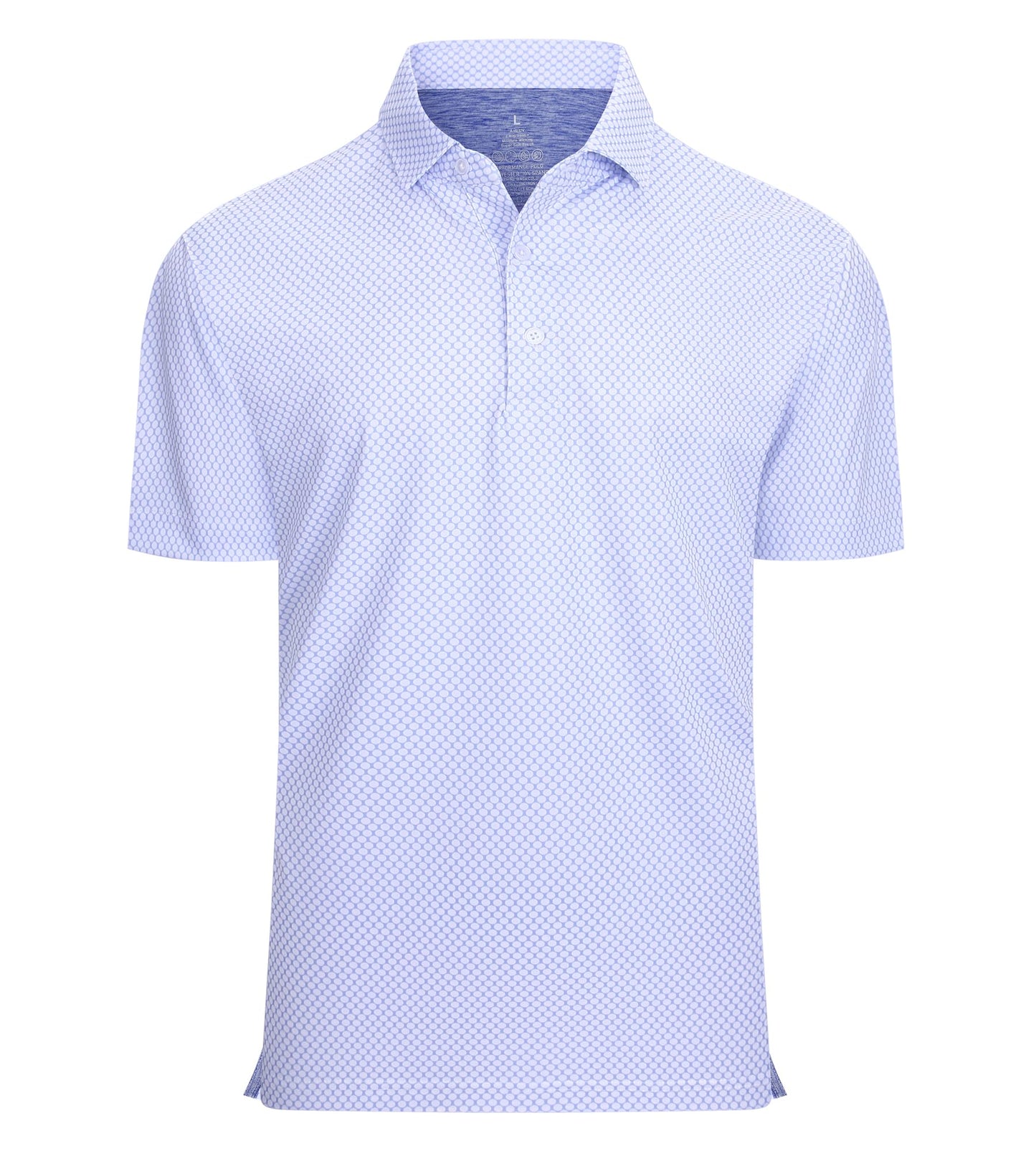 Mens Golf Shirt Moisture Wicking Classic Print Golf Shirts,White Circle,L