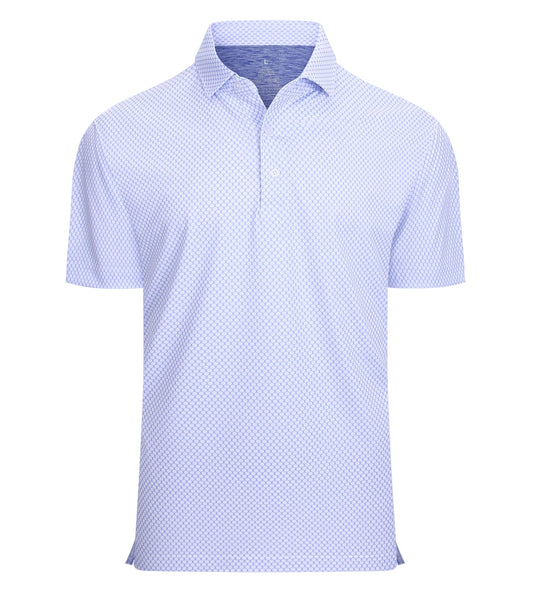 Mens Golf Shirt Moisture Wicking Classic Print Golf Shirts,White Circle,L