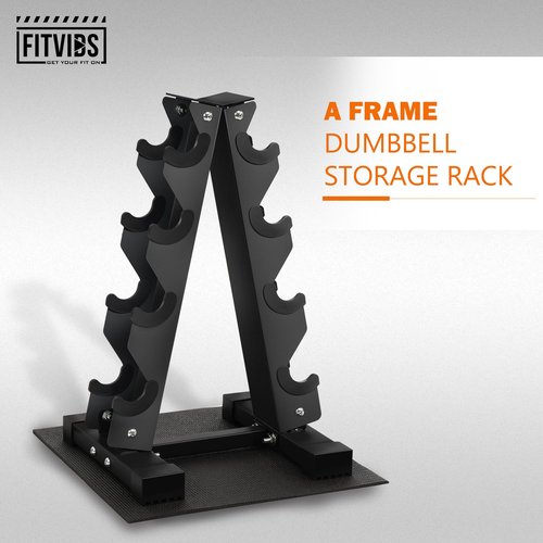 Fitvids Dumbbell Rack A-Frame Weight Rack for Home Gym 4 Tier, Black
