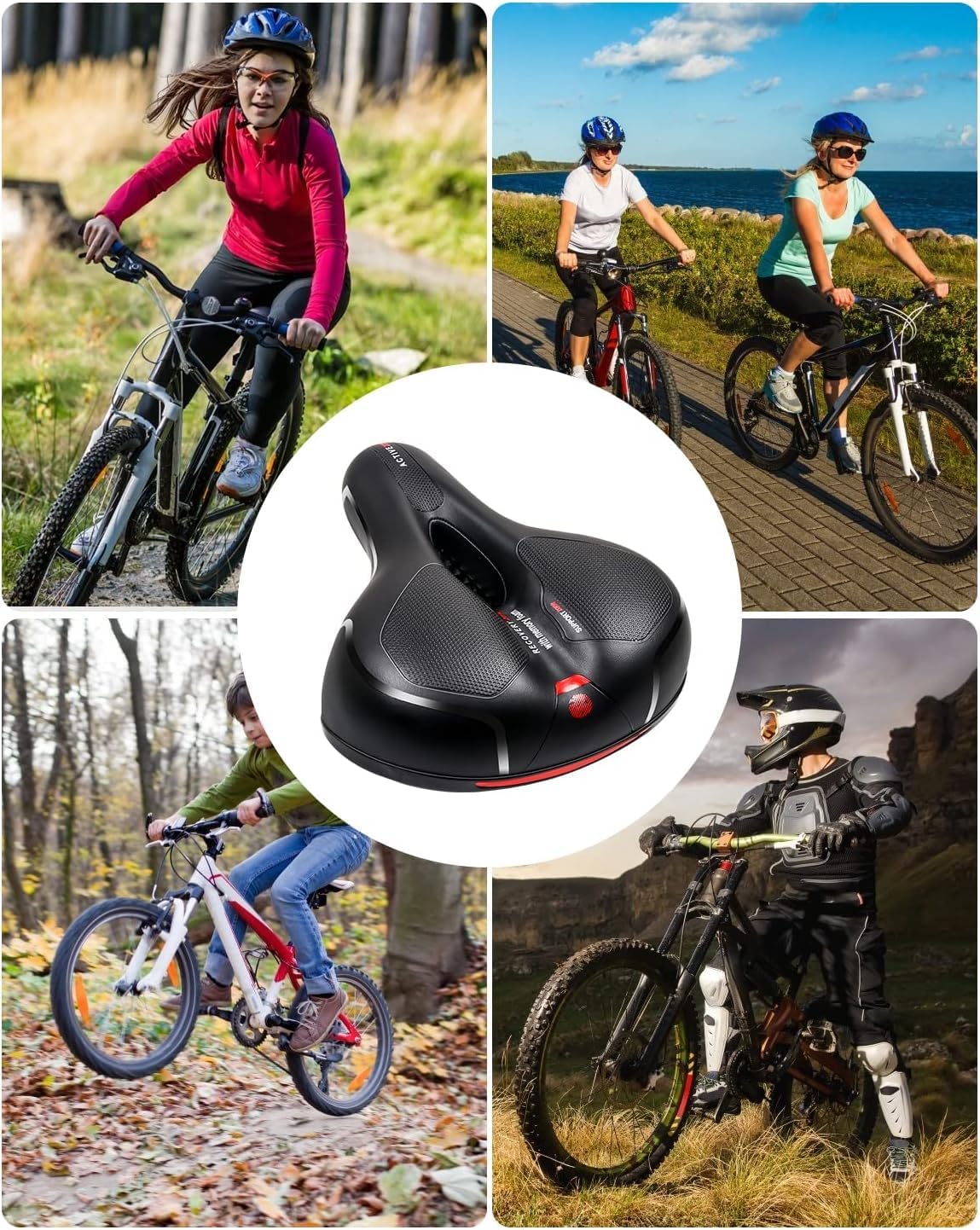 MSDADA Comfortable Bike Seat Cushion - Wide Memory Foam Saddle with Dual Shock Absorption | Waterproof for Men & Women