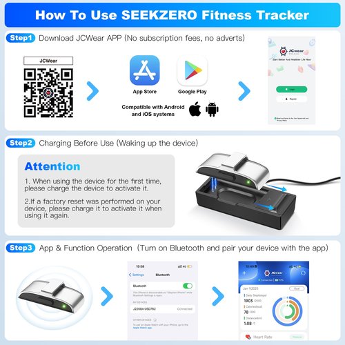 SEEKZERO Fitness Tracker with Blood Pressure & Blood Oxygen Monitor, 24/7 Heart Rate Sleep Tracking, IP68 Waterproof Smart Bracelet Step Calorie Counter, Activity Tracker for Men Women No Subscription