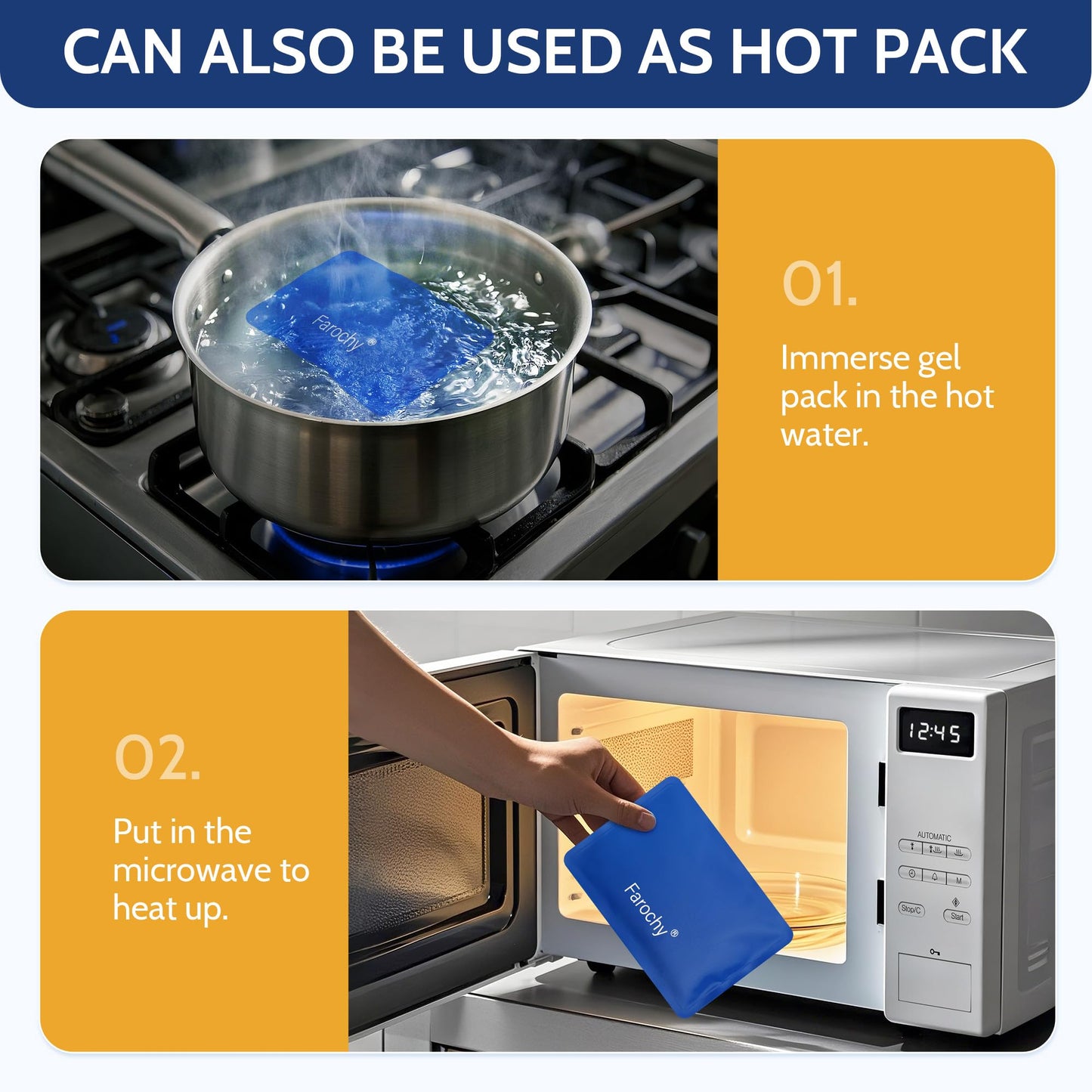Reusable Ice Packs for Lunch Boxes, 2Pcs Soft Ice Packs for Cooler Gel Pack