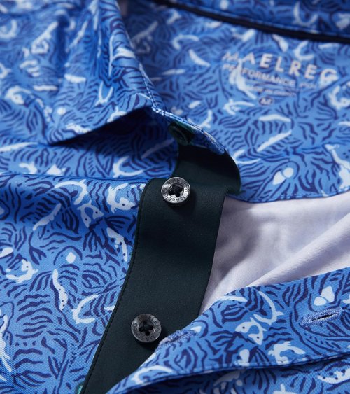 M MAELREG Golf Shirts for Men - Moisture-Wicking Dry Fit Long Sleeve Polo | Casual Print Design