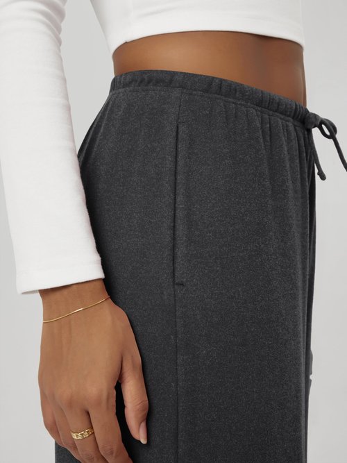 ODODOS Women's Stretch Fleece Wide Leg Sweatpants – Ultra-Soft Cozy Warm High-Rise Relaxed Lounge Pants with Pockets - 29" Inseam, Charcoal Heather, Small