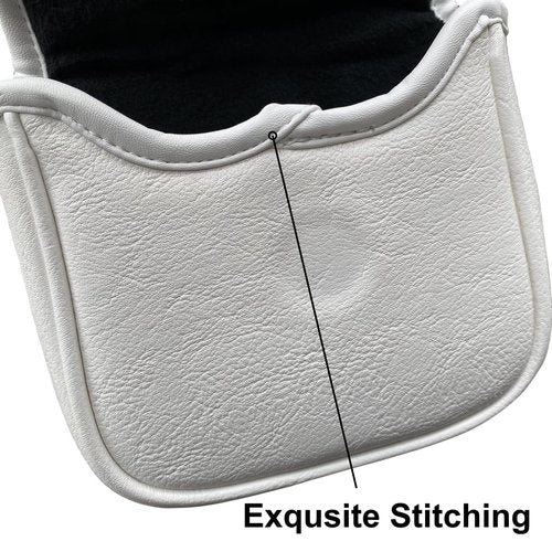Essential Black/White Golf Putter Cover Magnetic, Square Mallet Putter Head Cover Club Protection Case fits for Golf Clubs, Premium Golf Mallet Putter Headcover Gift for Men Golfer (All White)