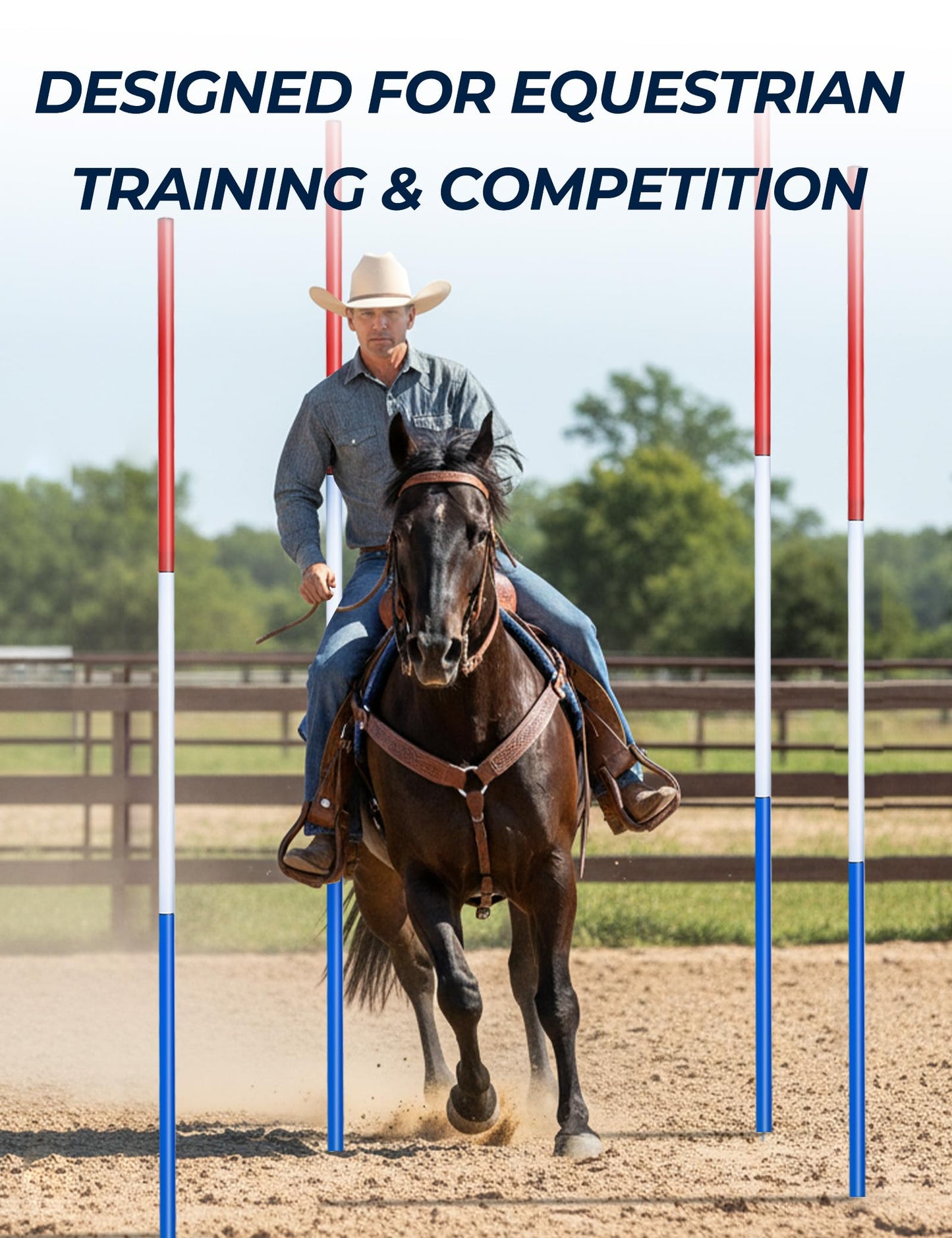 inoreal 6 Pcs 6FT Pole Bending Poles for Horses, Adjustable Equestrian Sports Training Equipment for Horses, Agility Poles for Horses, Soccer, Football, Dog