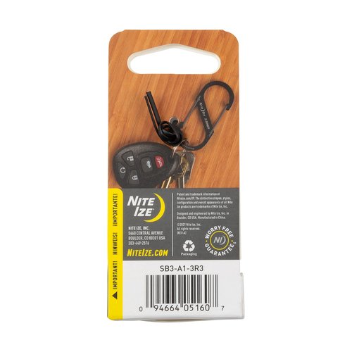 Nite IZE, Inc. SB3-A1-3R3 Nite IZE S-Biner Stainless Steel, The Original Gated Keys and Gear, Size #3, 3 Pack, Black/Stainless Dual Carabiner, One