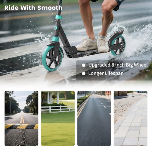 Kick Scooter for Kids 5-12 with Suspension, Teens, Foldable Lightweight Scooter with 8 Inch Wheels, Max Load 240 LBS