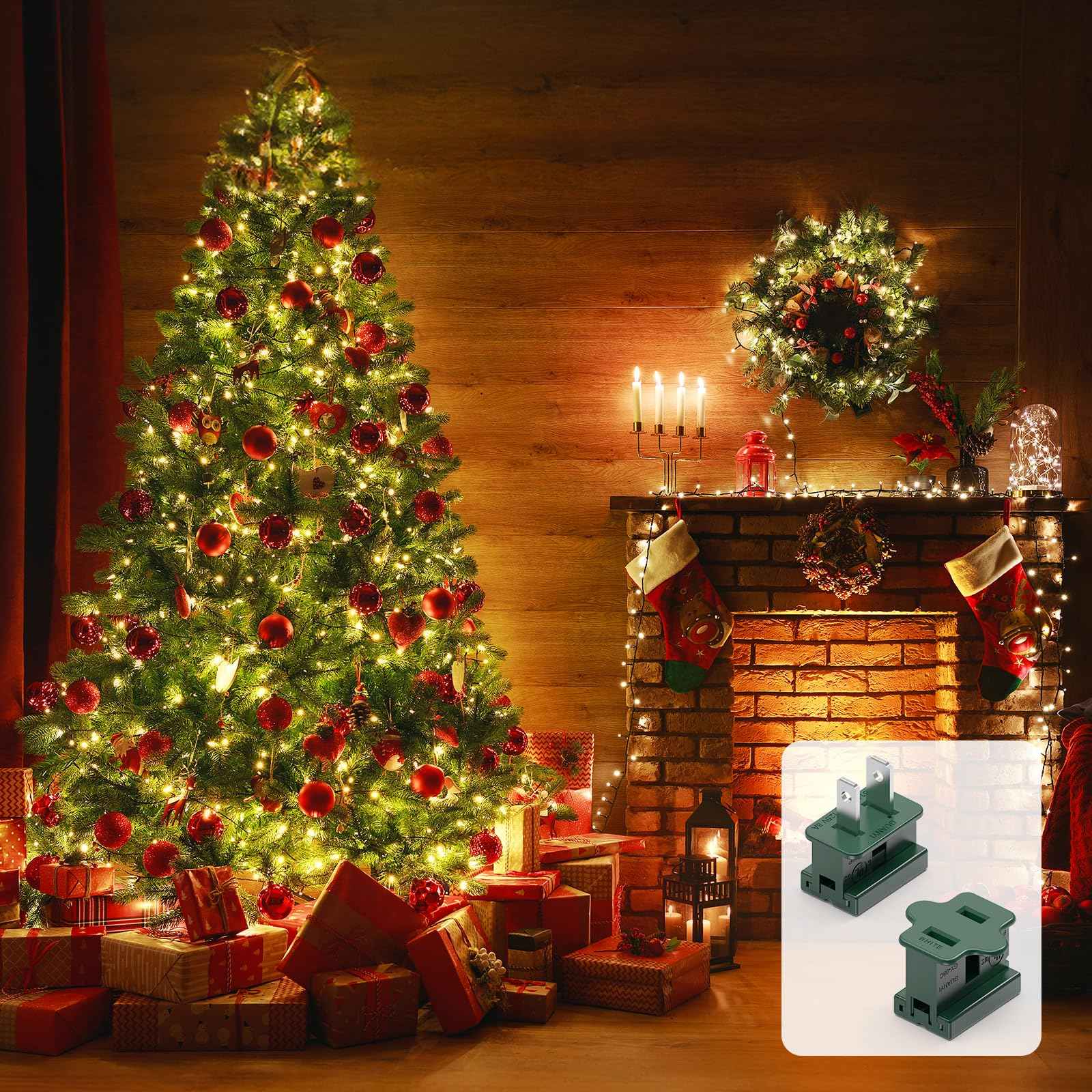Minetom Holiday Christmas Lighting Outlet Male and Female Plug Set, Vampire Plug, Gilbert Plug, Slip Plug, Zip Plug, Green, 20 Packs (SPT-1)