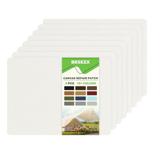 Besezx Canvas Repair Patch - Waterproof Self-Adhesive Fabric Tape | 8PCS, 7.87x5.9 Inches for Outdoor Gear