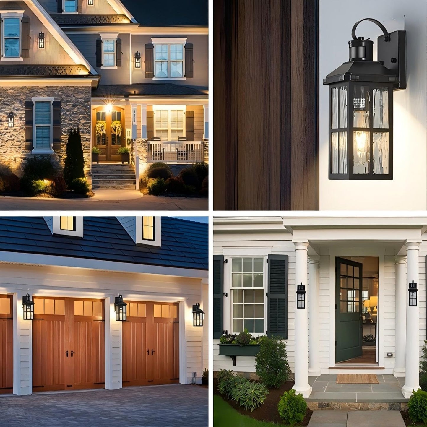 Motion Sensor Outdoor Wall Light - Dusk to Dawn Black Porch Fixture for Garage & Patio
