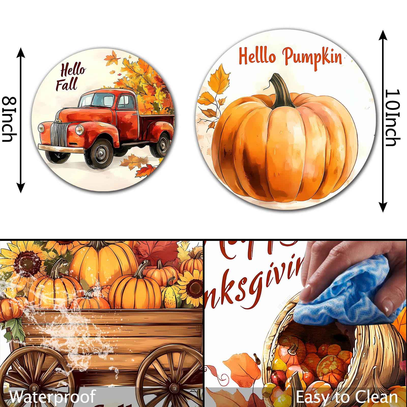 Autumn Pumpkin Electric Stove Burner Covers，4 Pcs Thanksgiving Decor Round Stove Burner Cover，8 Inches and 10 Inches，Gas Stove Burner Cover,Metal Cooktop Fall Decorative Home Decor,Kitchen Decor