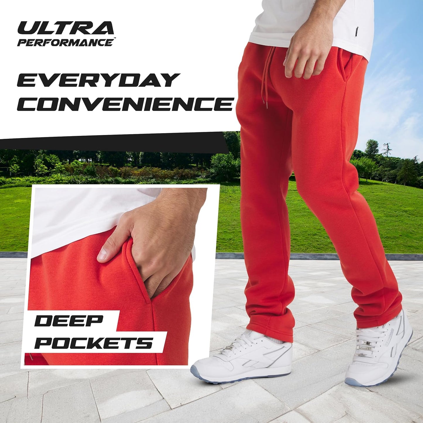 Ultra Performance Men's Fleece Sweatpants - Wide Leg Design with Pockets | 3-Pack for Ultimate Comfort