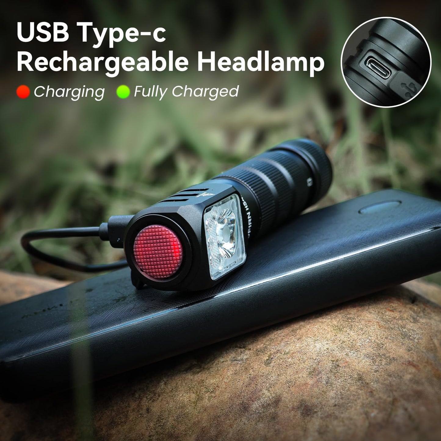 Headlamp Rechargeable with Red Light - Sofirn HS42 Headlamps Dual Clip, 2100 Lumens Head Lamp Super Bright, Led Right Angle Flashlight with Magnetic Base, Camping Head Light for Mechanic, Hunting