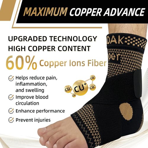 Copper Ankle Brace - Compression Sleeve with Arch Support for Plantar Fasciitis Relief | Unisex Design
