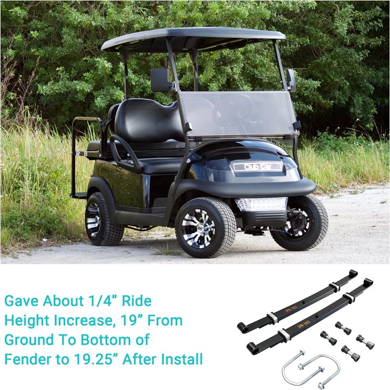 10L0L Heavy Duty Golf Cart Rear Leaf Spring Kit 4-Leaf Leaf Spring with Bushings & Sleeves Fits Club Car Precedent/Onward 2004+
