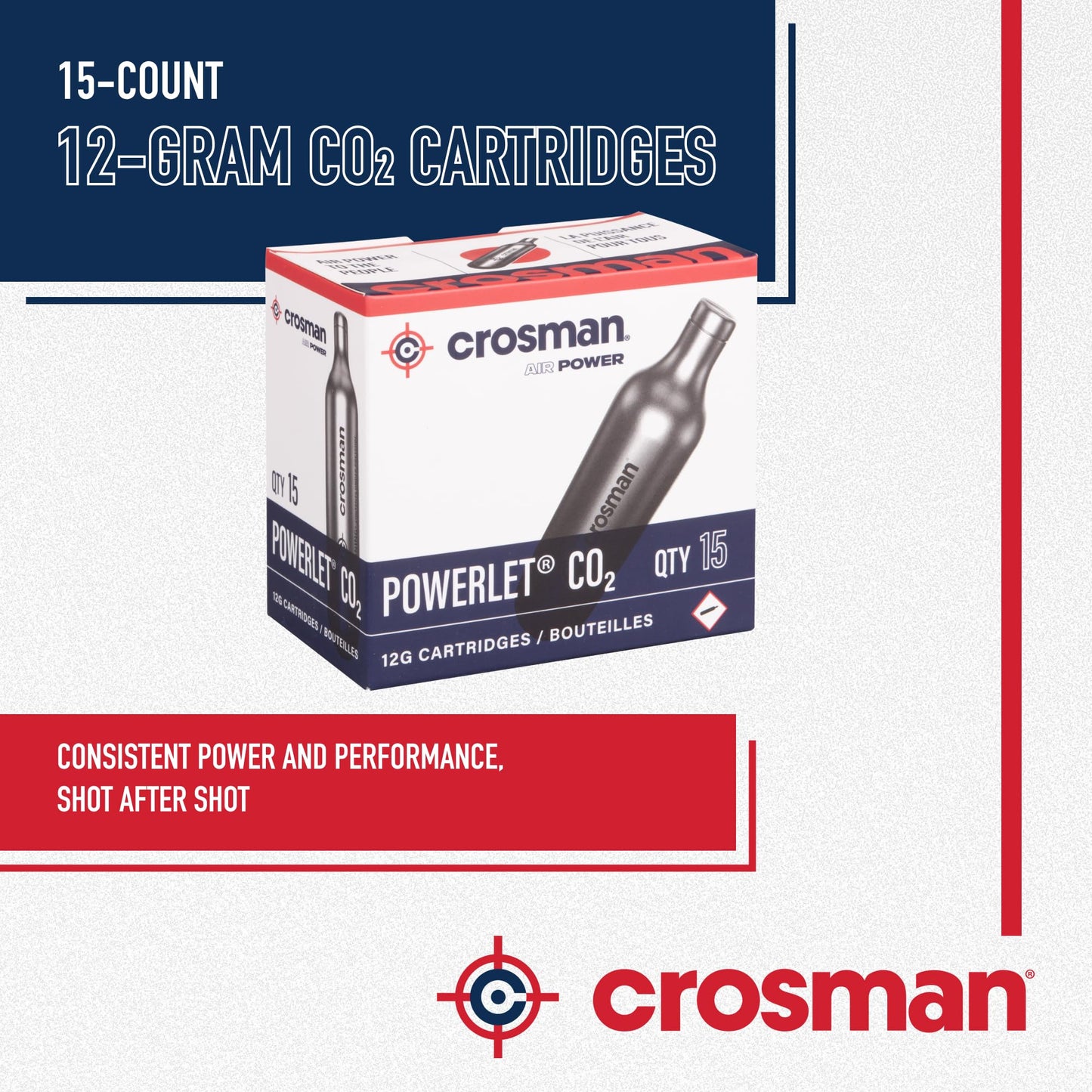 Crosman Powerlet CO2 Cartridges for Air Rifles, Air Pistols & Paintball - Snug Fit, Leak-Free Seal, Durable Metal Construction - Made in USA, Multi-Pack Options.
