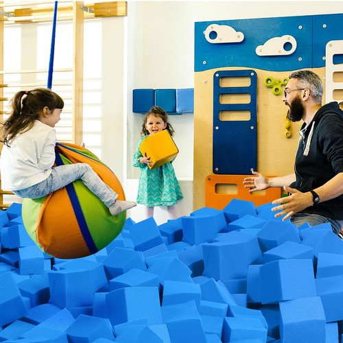 TAYUQEE Foam Pit Blocks - 12 PCS 5" Foam Gym Cubes, Versatile Protective Padding for Trampolines, Gymnastics, Parkour & Action Sports - Dark Blue