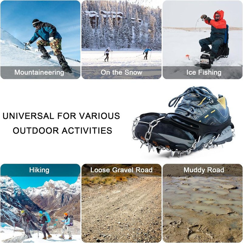 Non-Slip Gripper Spikes for Shoes and Boots - 26 Stainless Steel Spikes for Superior Traction on Ice and Snow - Shoe Talons Anti-Slip Design for Safe