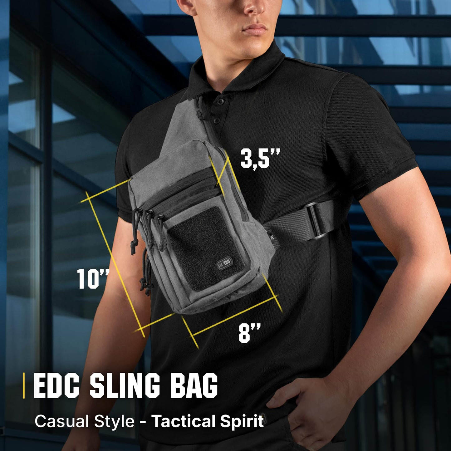 M-Tac CCW Sling Bag for Men & Women - EDC Shoulder Bag Tactical - Crossbody Concealed Carry Bag - Mens Chest Pack (Grey Loop Panel)
