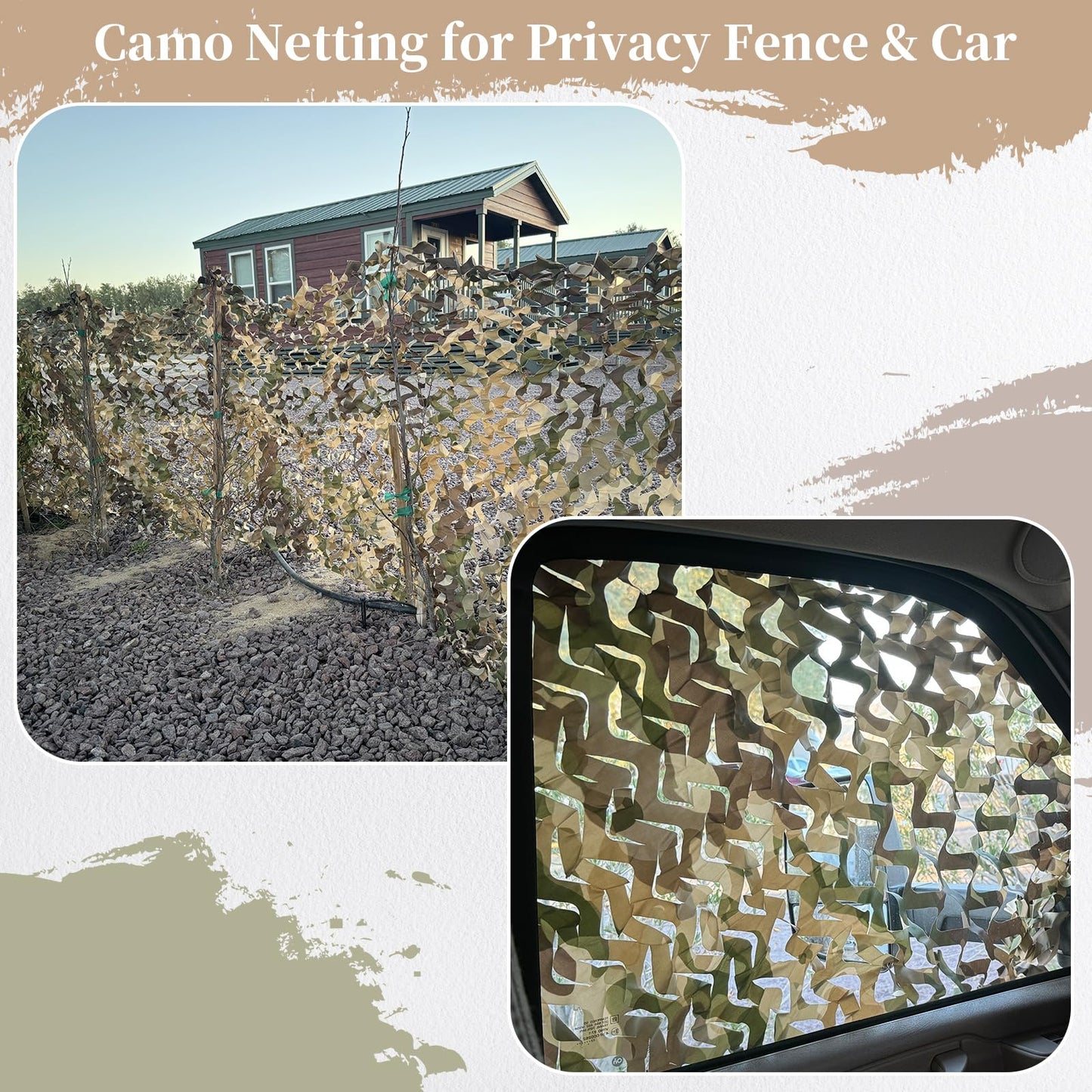 Yeacool Camo Netting Camouflage Netting Sunshade Net for Decor Hunting Blind Outdoor Photography Dinosaur Birthday Theme Party Decoration (Brown Camo, 9.8ftx19.7ft,3m*6m)
