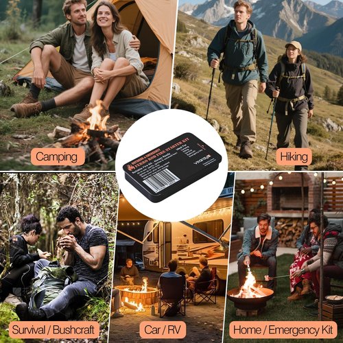 VitarayX Ferro Rod Fire Starter Survival Tool – All-in-One Flint and Steel Fire Starter Kit, Waterproof Firestarter for Camping, Hunting, Bushcraft, Hiking & Emergency Preparedness