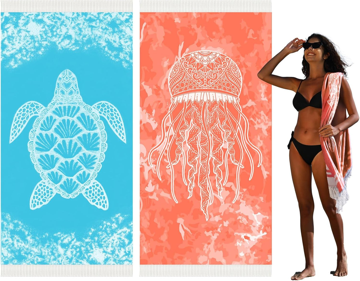Widdonen Thin Turkish Beach Towel - Lightweight, Quick-Dry Cotton | Extra Large, Sand-Free Pool & Bath Accessory