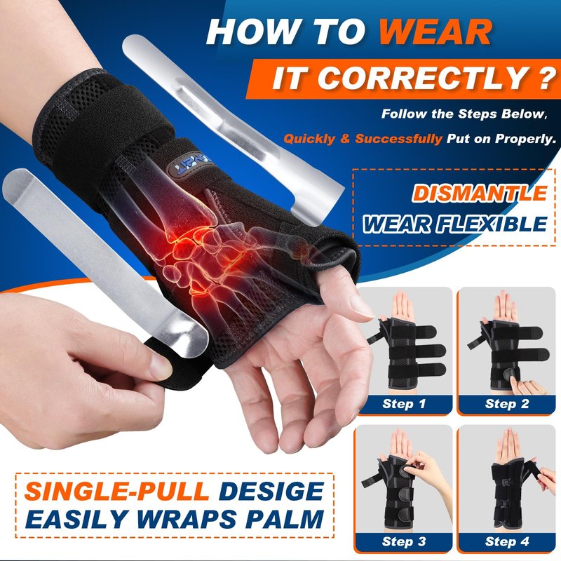 TISMOD Wrist Brace with Thumb Support,Thumb Spica Splint Left Hand for De Quervain's Tenosynovitis Brace, Thumb Brace Left Hand for Women/Men, One Size-Black-Left