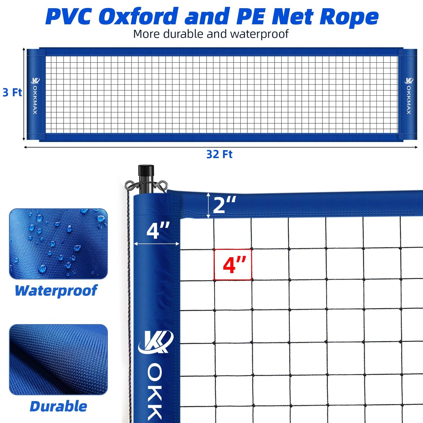 Professional Outdoor Volleyball Net Set with Adjustable Poles & Anti-Sag Design, Portable Volleyball Net Includes Beach Fixed Plate, Scoreboard, Boundary Line and Carry Bag for Backyard Beach Grass